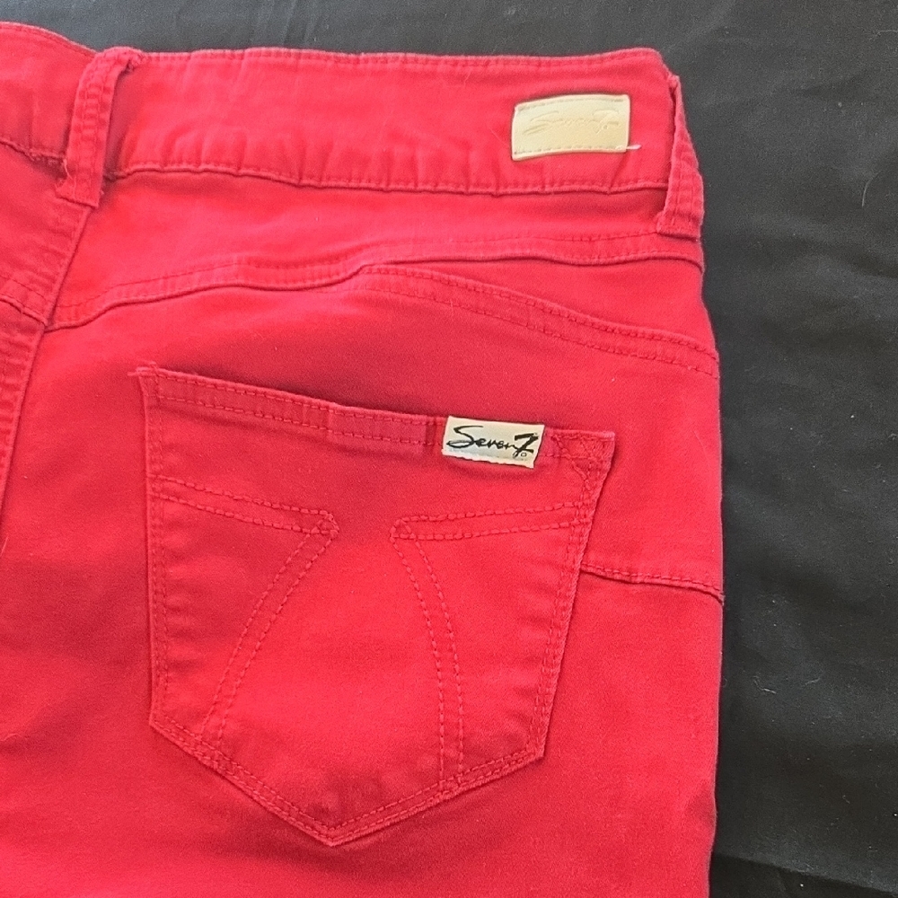 Seven7 Red Women's Capri Jeans